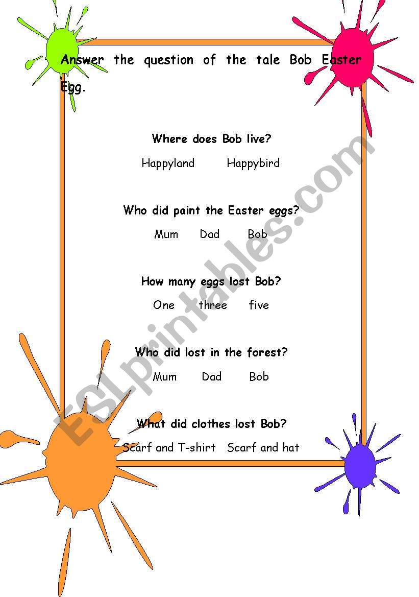 Bob Easter Eggs Question 4/4 worksheet