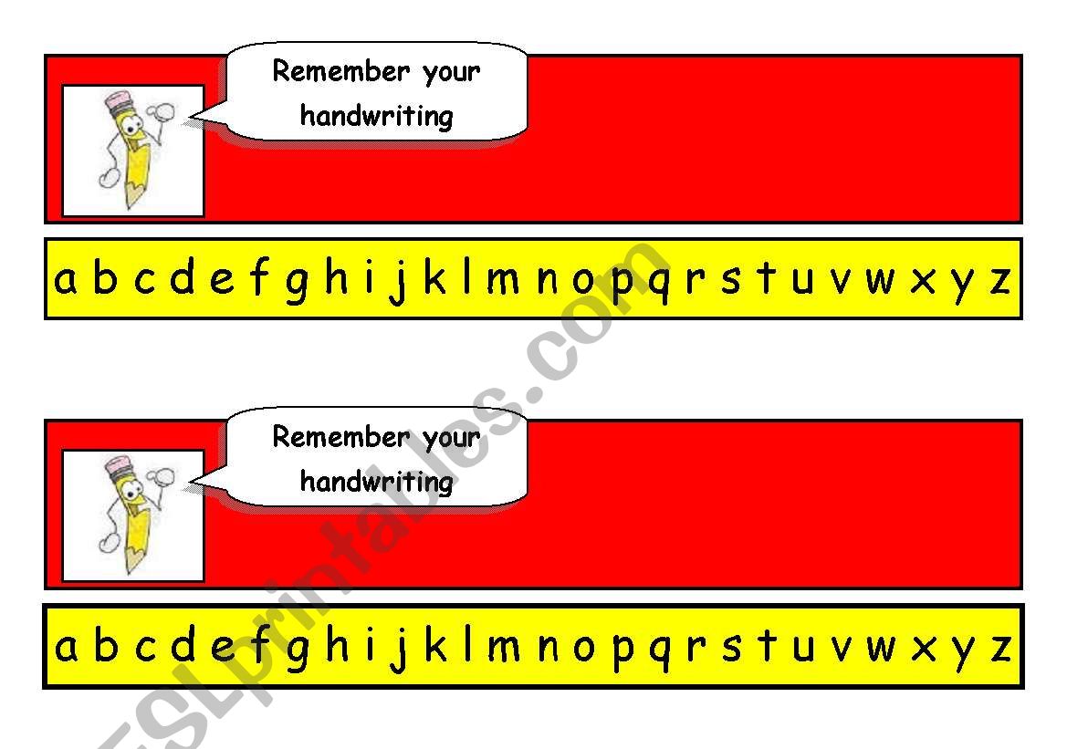 A-Z table top handwriting reminder