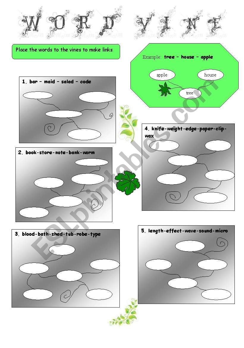 Word vine worksheet