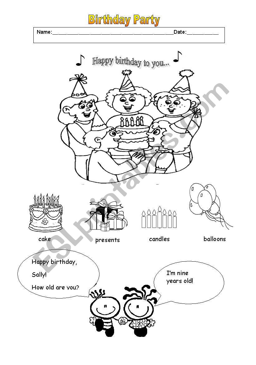 Birthday worksheet