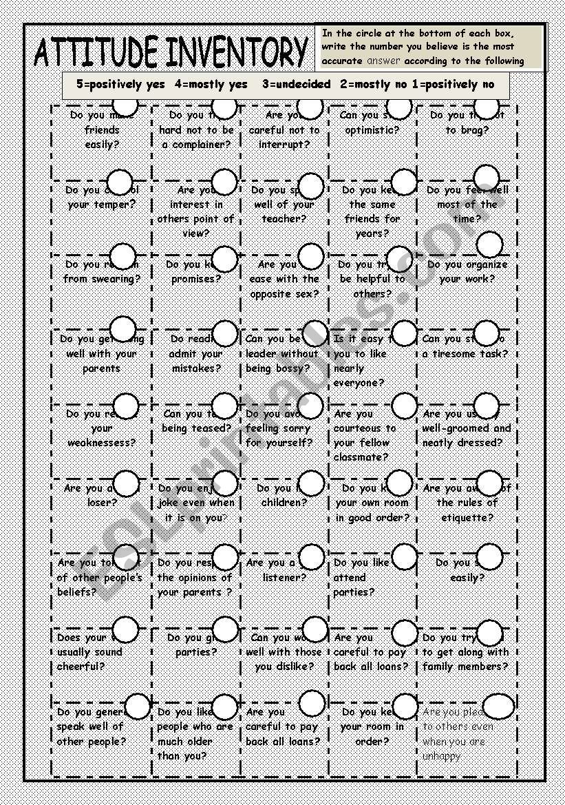 Attitude Worksheets For Students Livinghealthybulletin