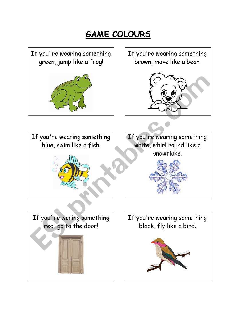 colours game worksheet