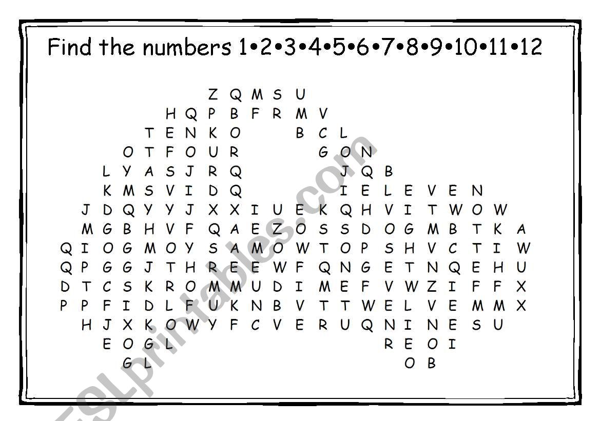 find the numbers 1-12 worksheet