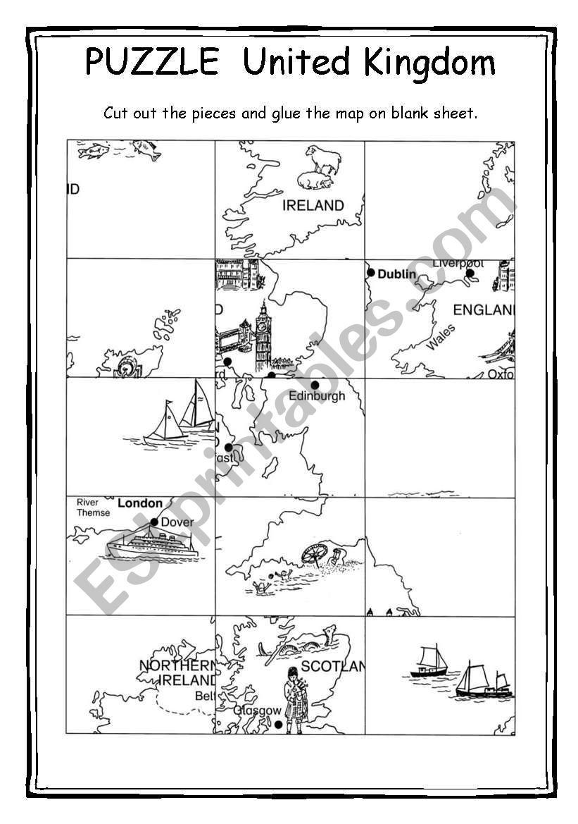 Puzzle - Map of United Kingdom + key