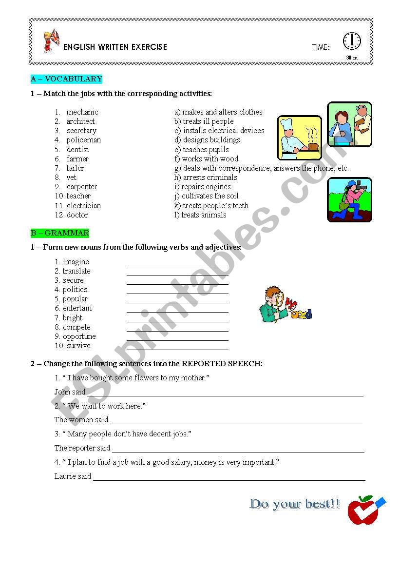 revising vocabulary and grammar items