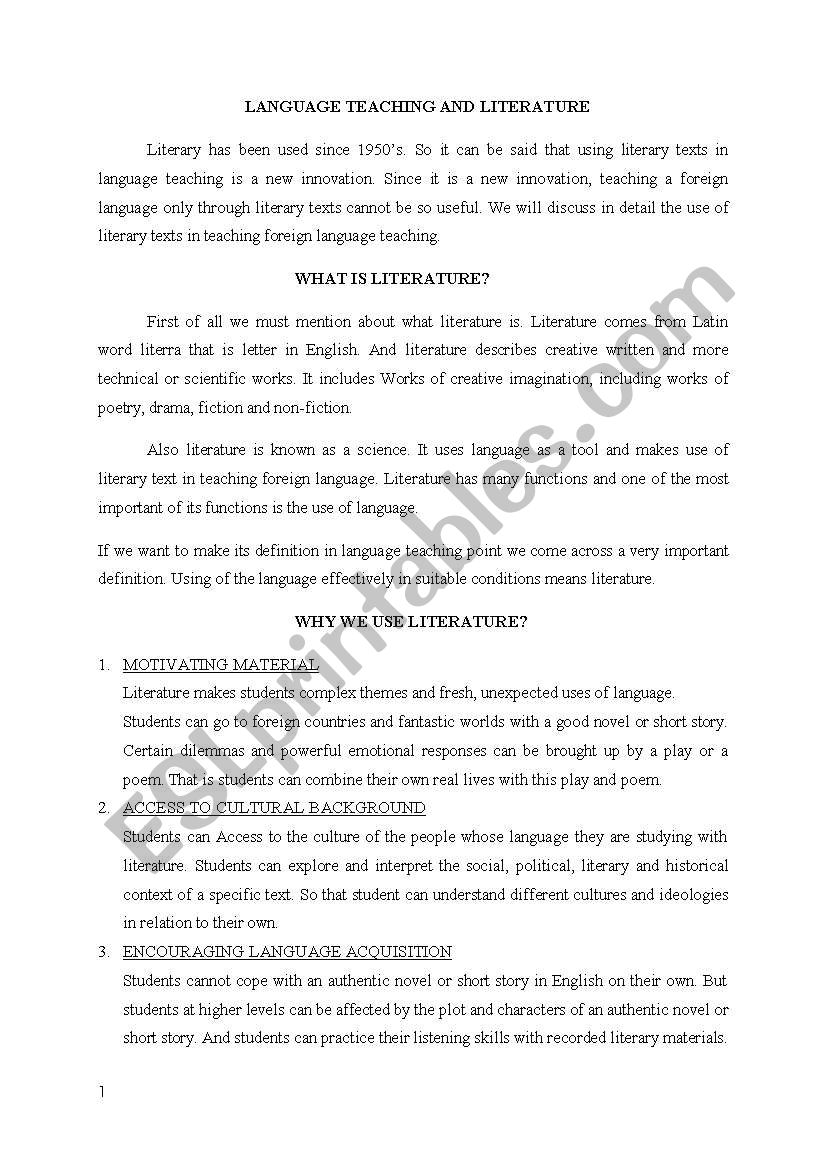 foreign language teaching and literature