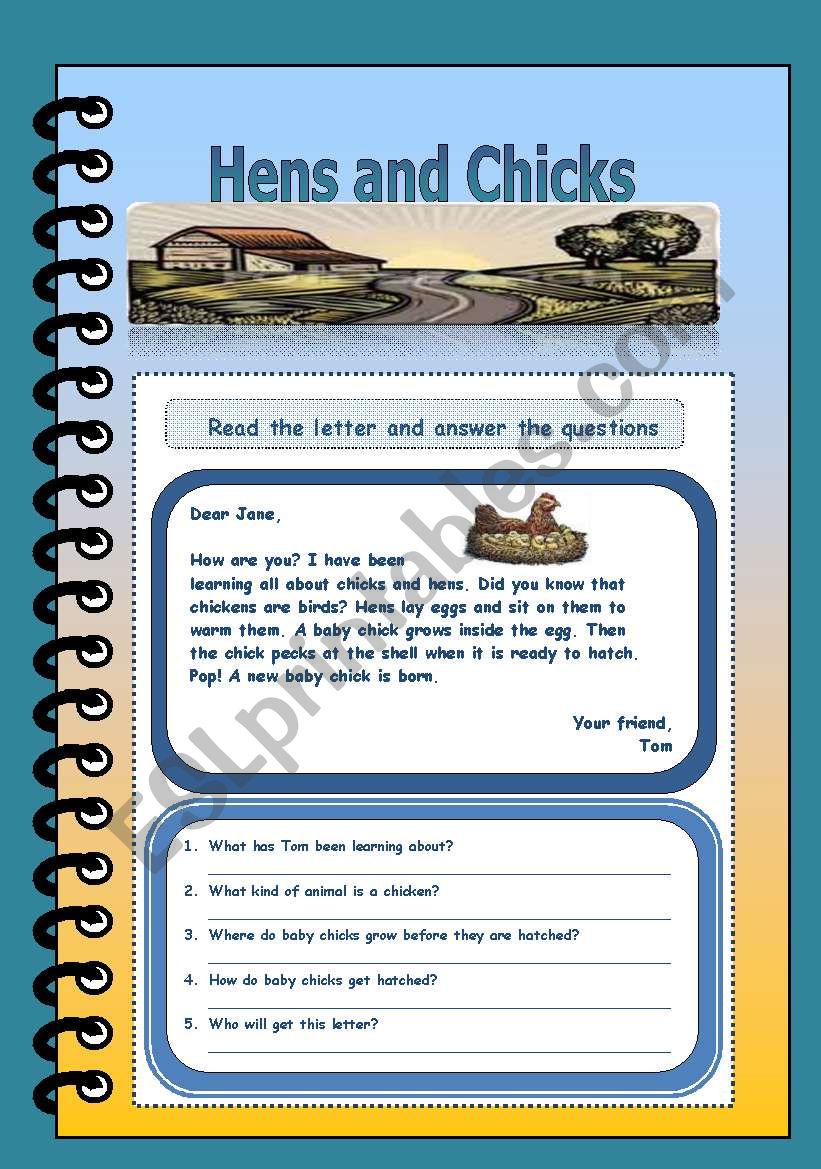 Hens and chicks worksheet