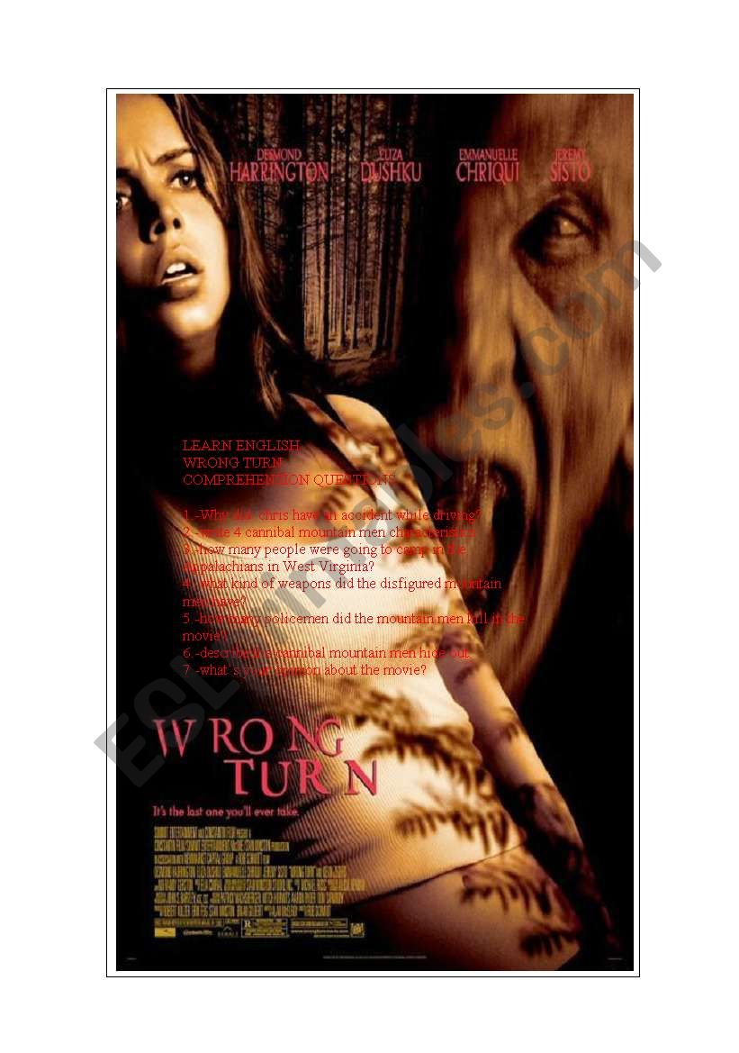 wrongturn worksheet