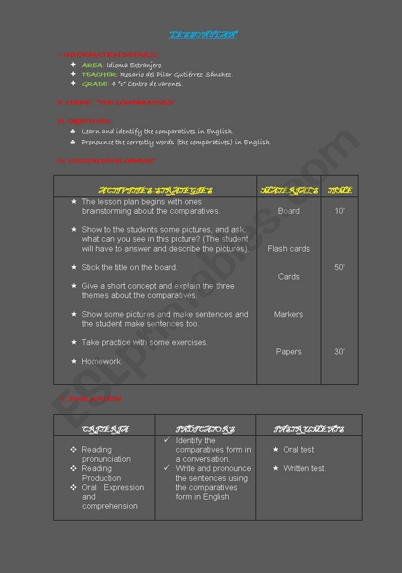 The Comparatives worksheet