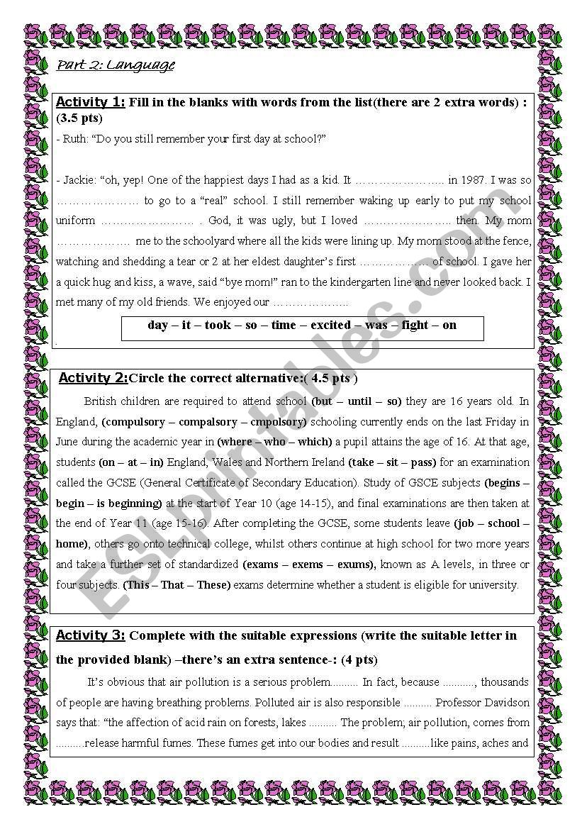 ENGLISH LANGUAGE TASKS worksheet