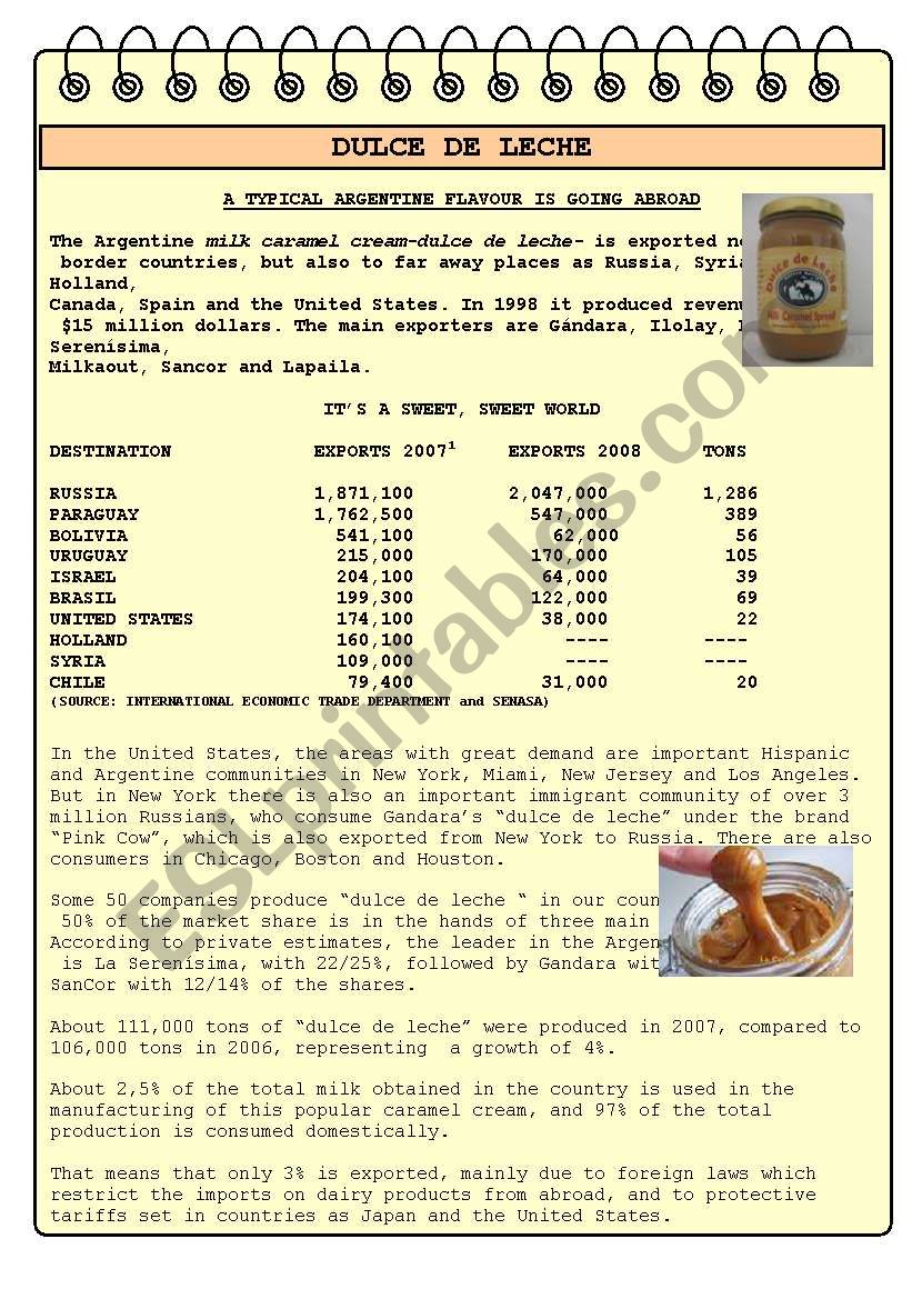 DULCE DE LECHE worksheet