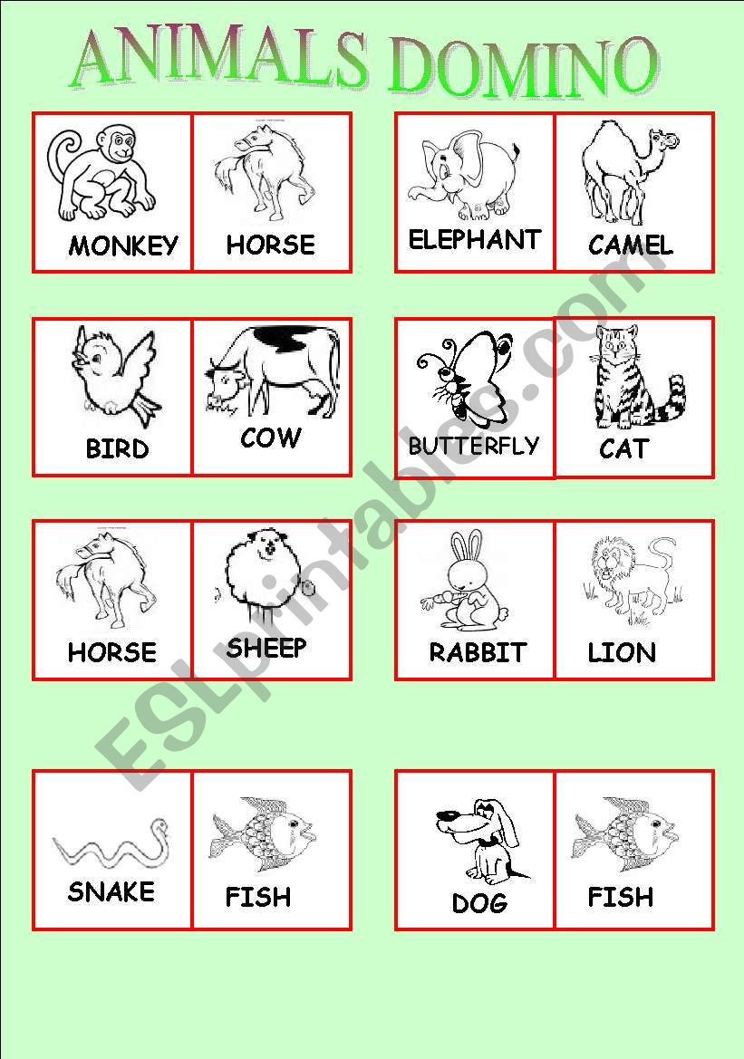 ANIMALS DOMINO GAME worksheet