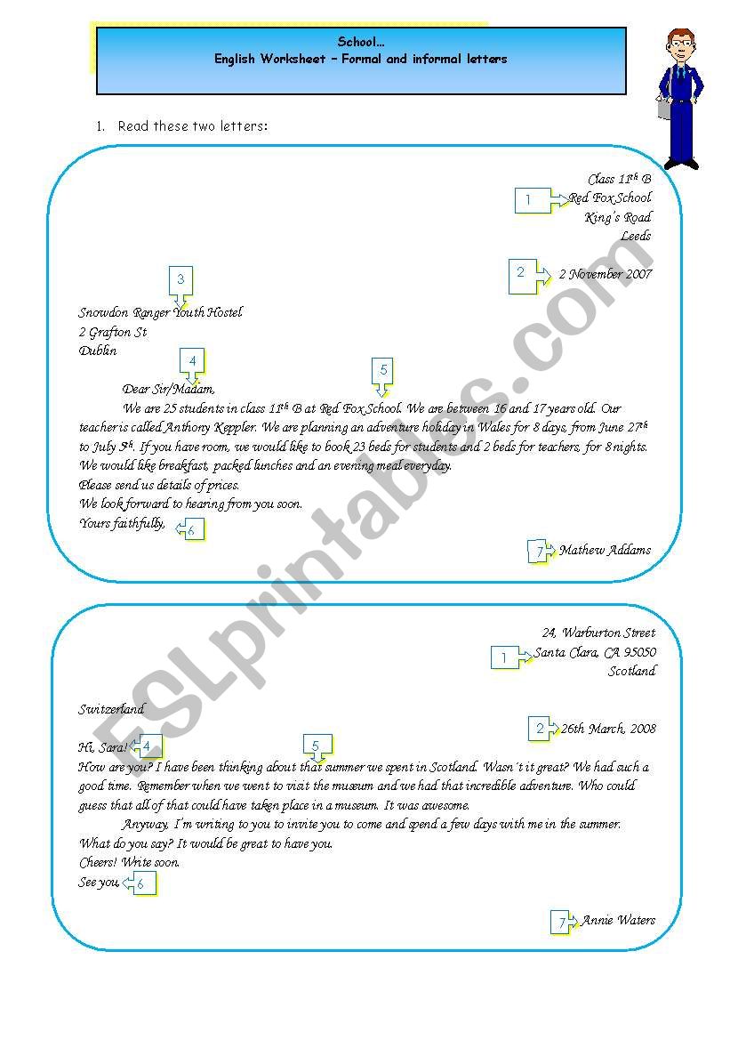 Formal and Informal Letters worksheet