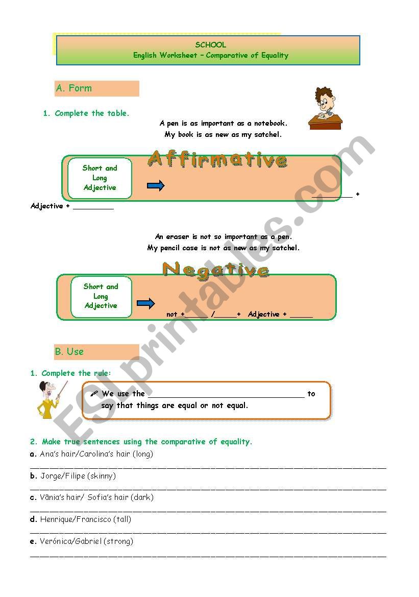 The Comparative of Equality worksheet