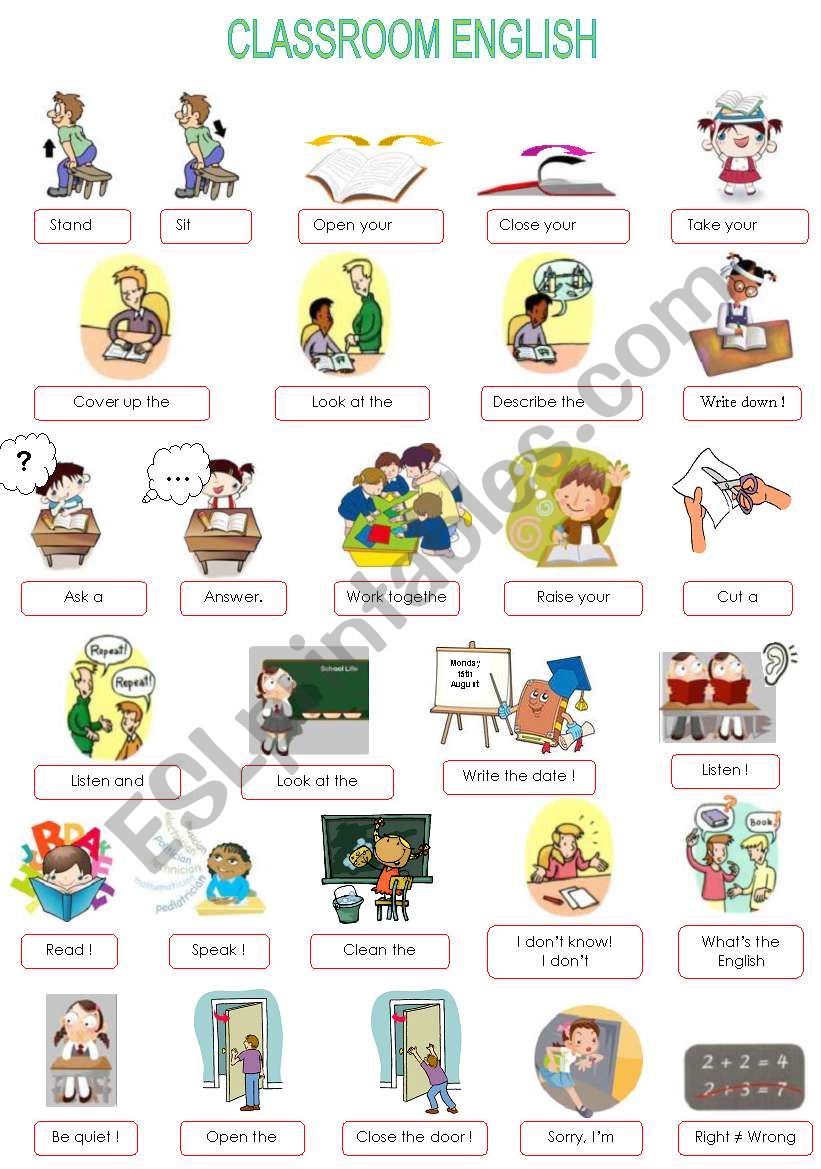 Classroom English worksheet