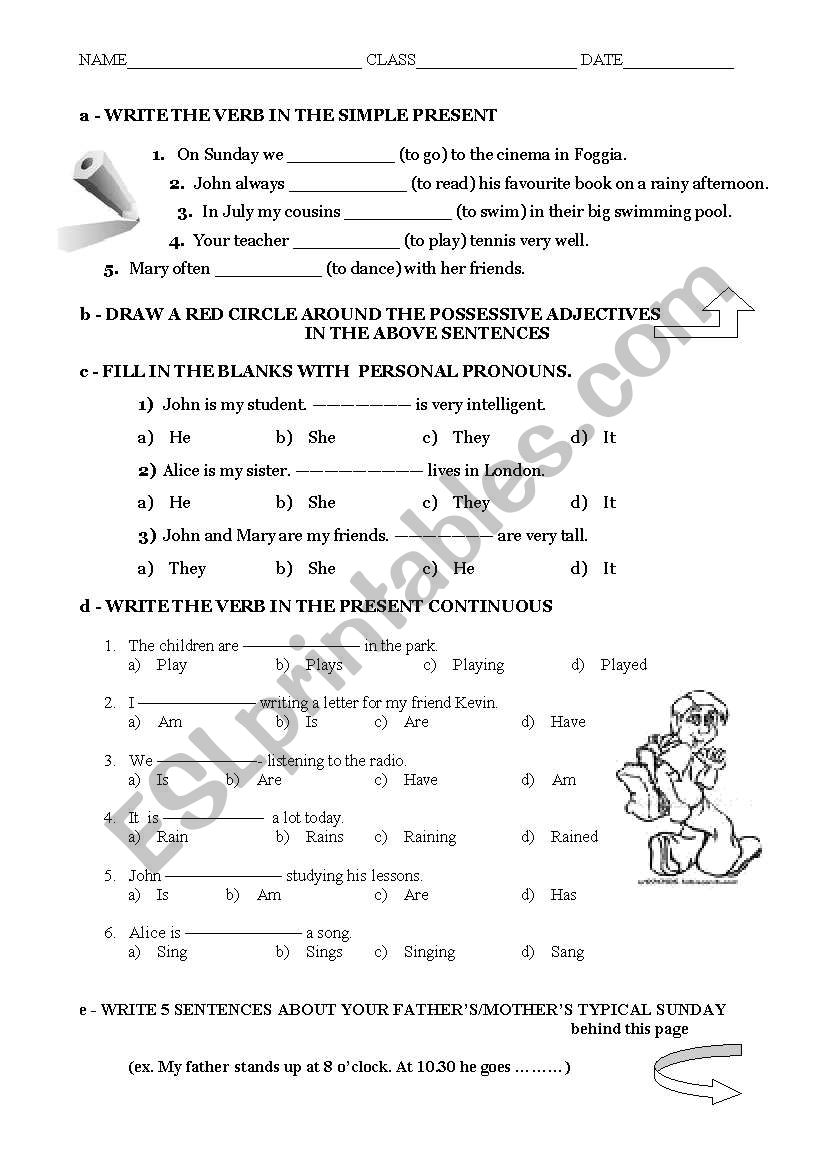 simple pr, pr continuous worksheet