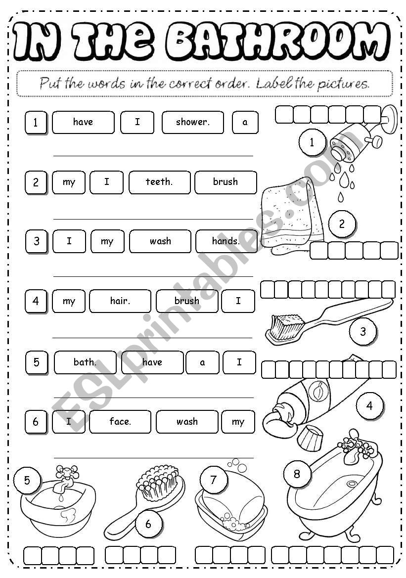 In the bathroom (part 2) worksheet