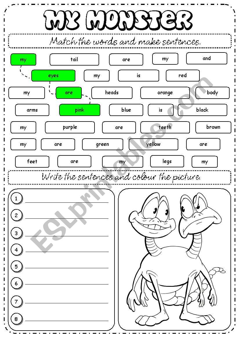 My monster worksheet