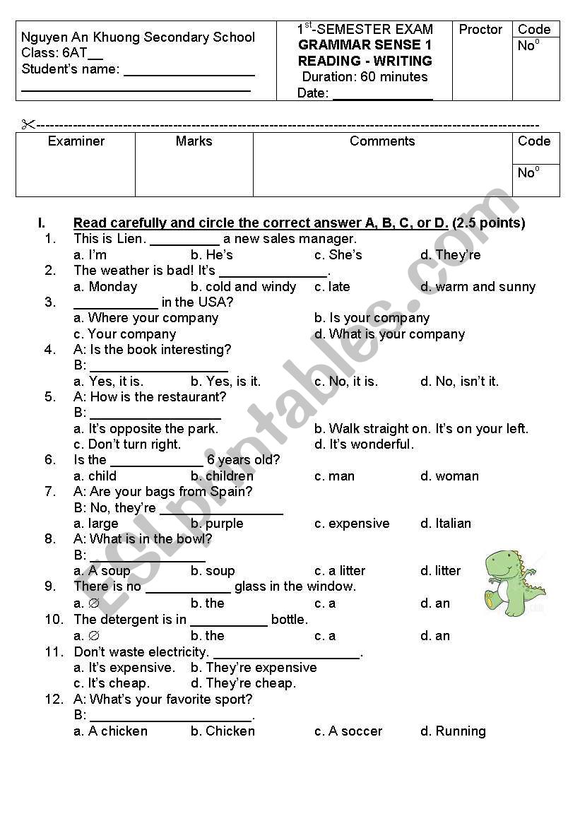 TESTING 9 worksheet