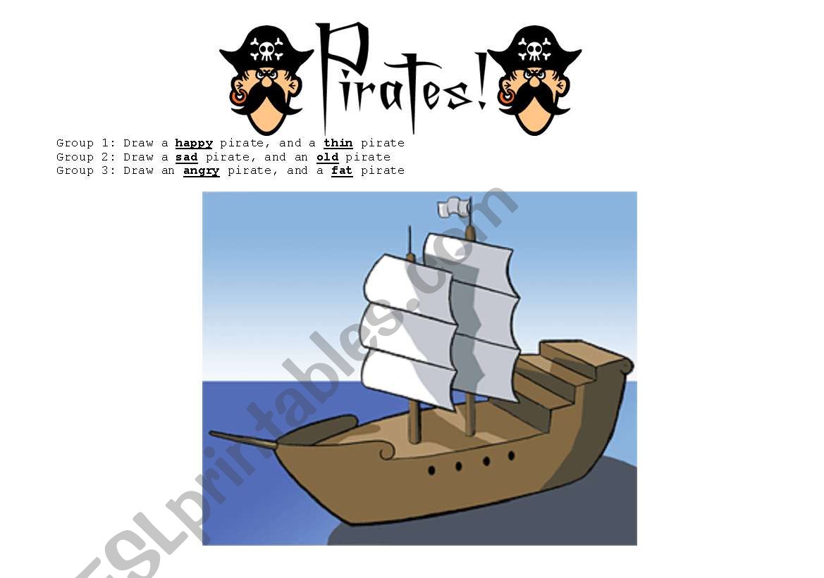 Group Activity: Draw a pirate worksheet