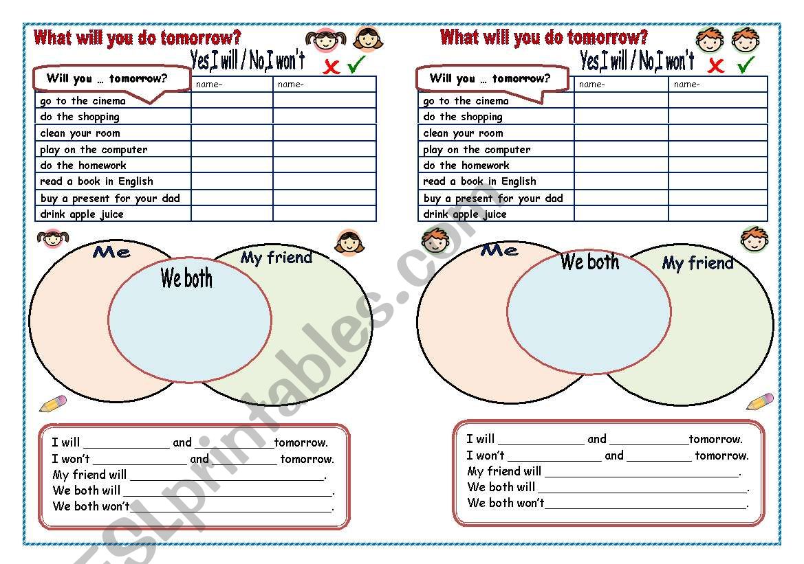 Pair Work -Future Tense with Will