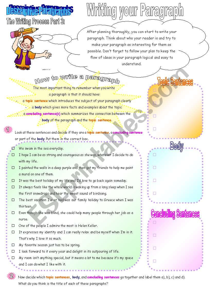 The Writing Process Part 4: Checking Your Paragraph (2 pages + key) - ESL worksheet by juliag