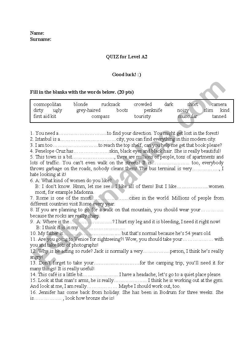 pre nt pr nt quiz worksheet