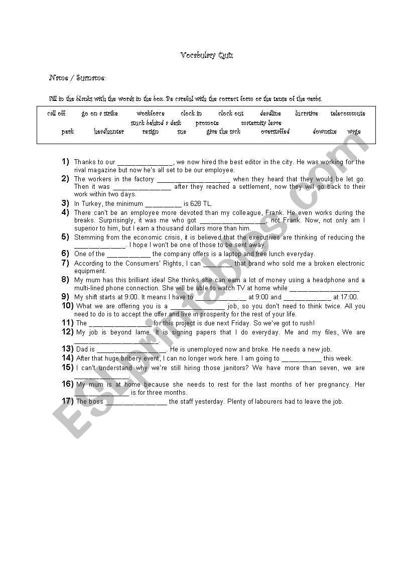 b2 voc quiz busnesss worksheet