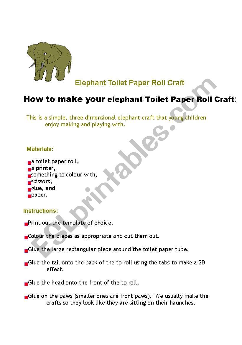 The elephant worksheet