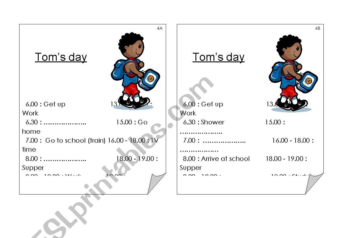 Daily routines - Pairwork worksheet