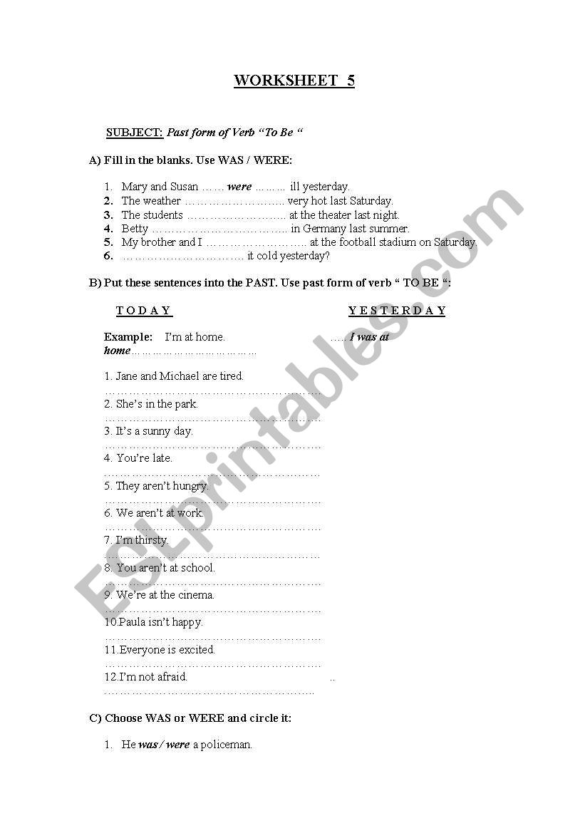 simple past tense worksheet