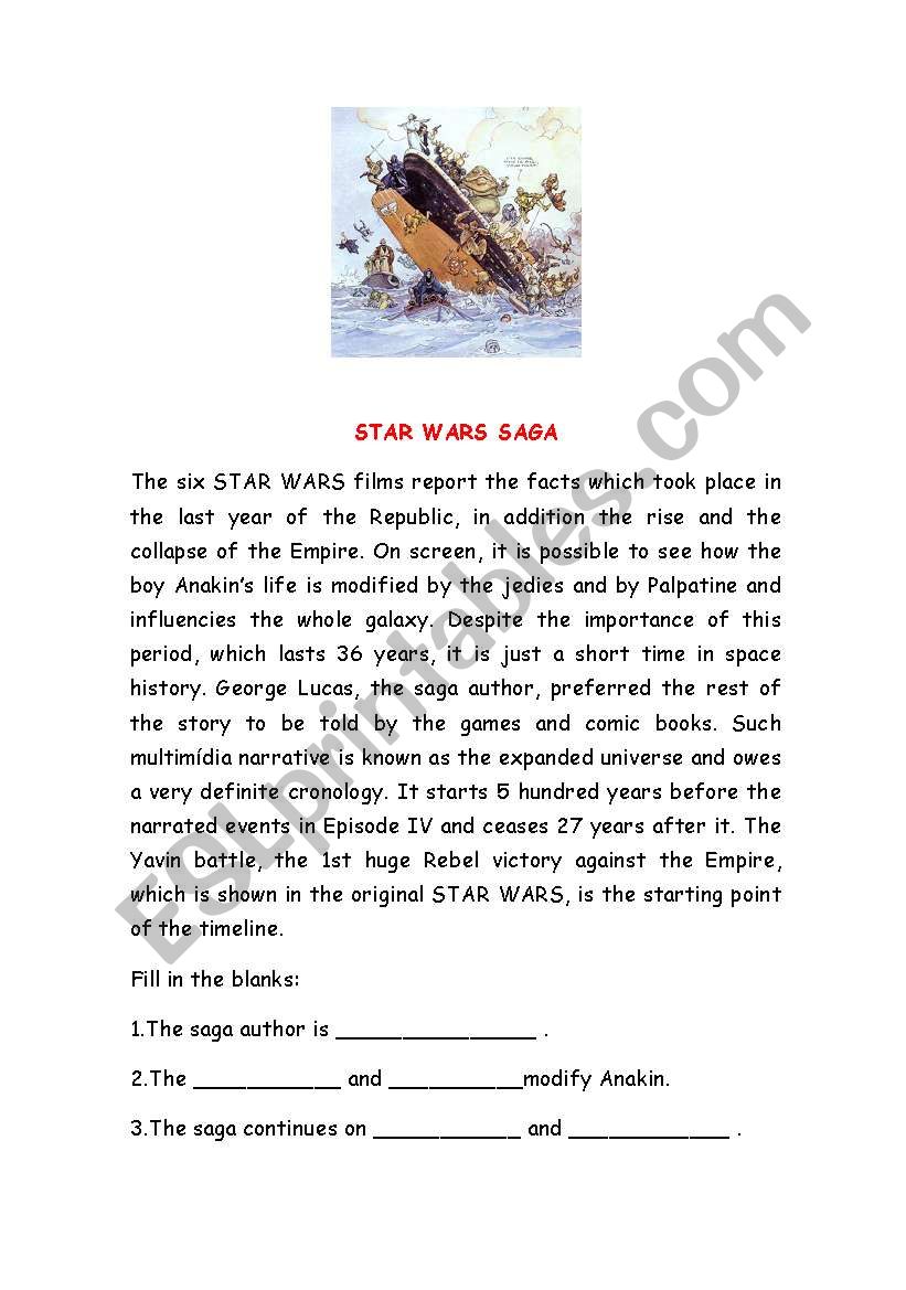 STAR WAR TEXT worksheet