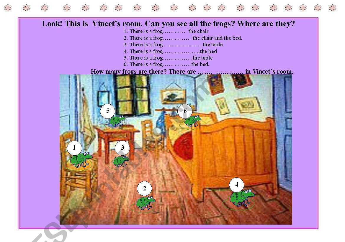 Vincents room worksheet