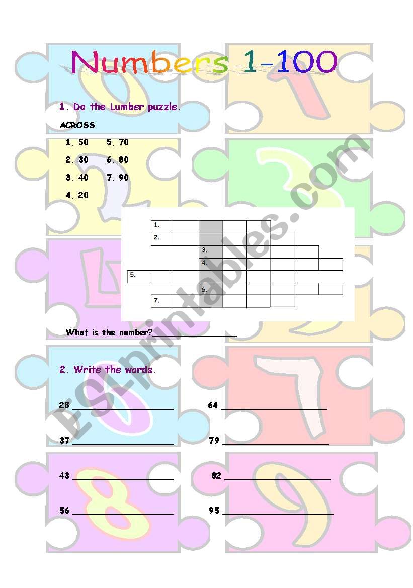 Numbers 1-100 worksheet