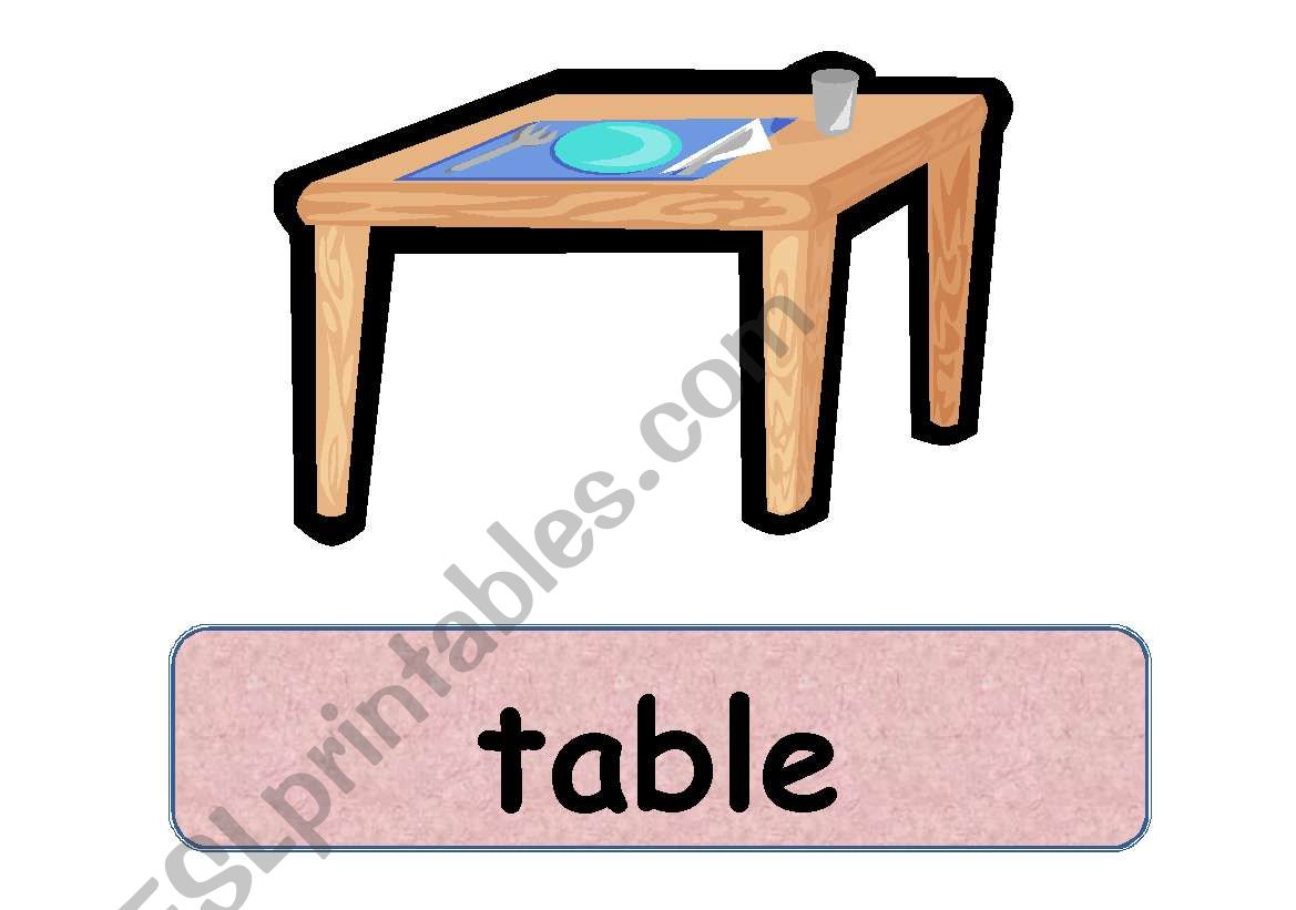 Furniture flashcards worksheet