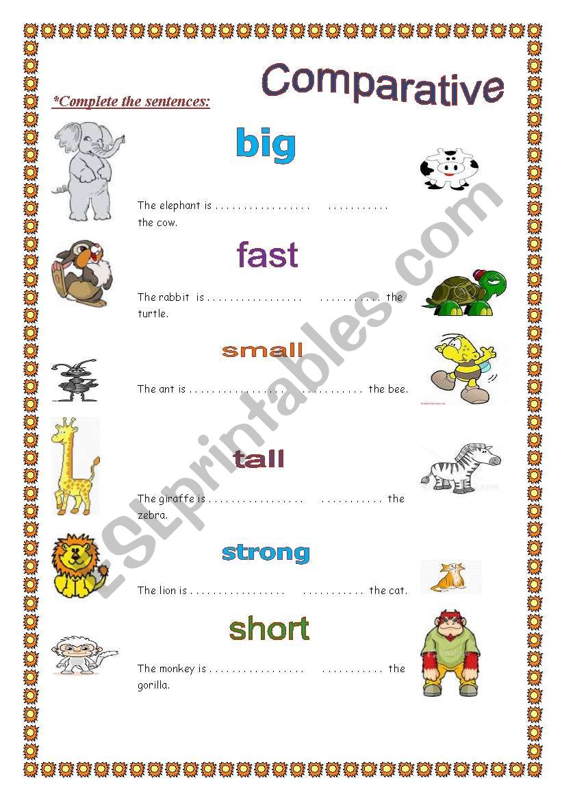 Comparative worksheet