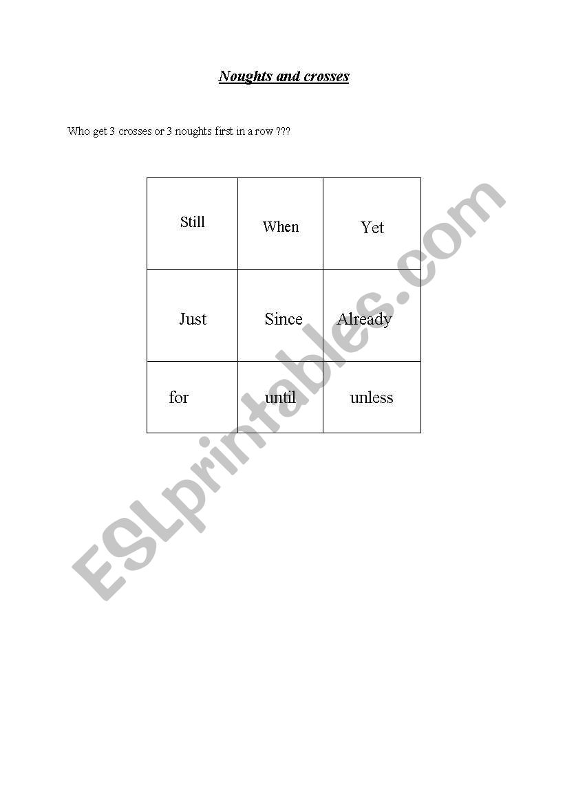 noughts and crosses worksheet