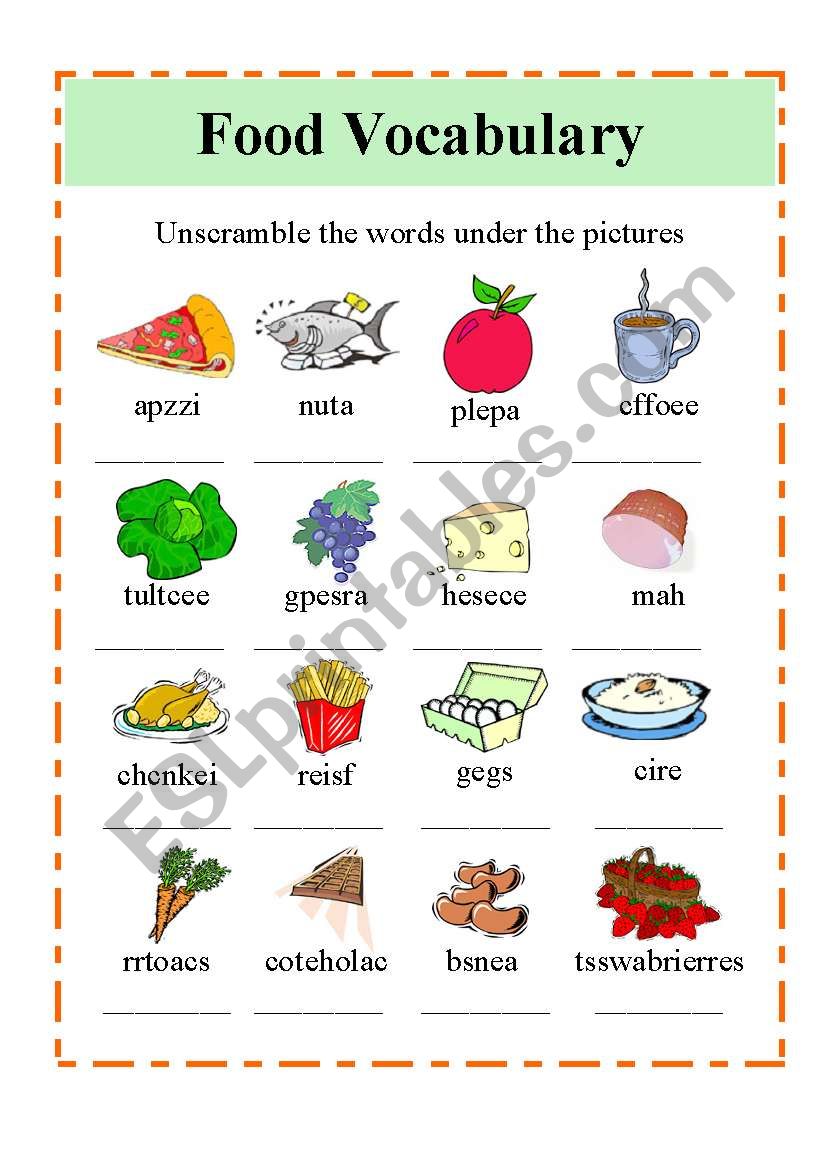 Food Vocabulary worksheet