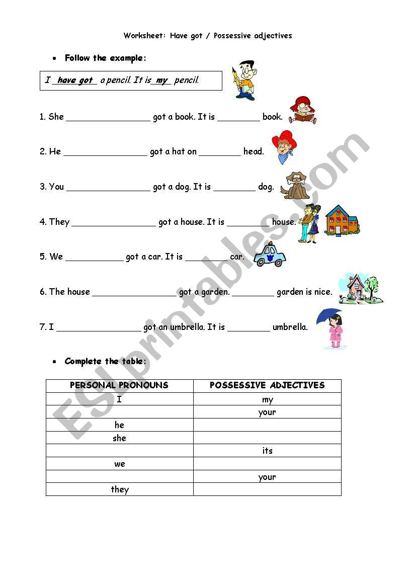 Have got - Possessives worksheet