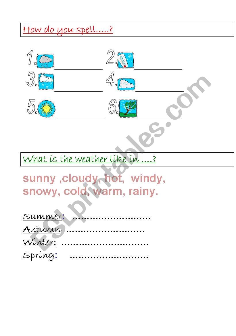 What is the weather like? worksheet