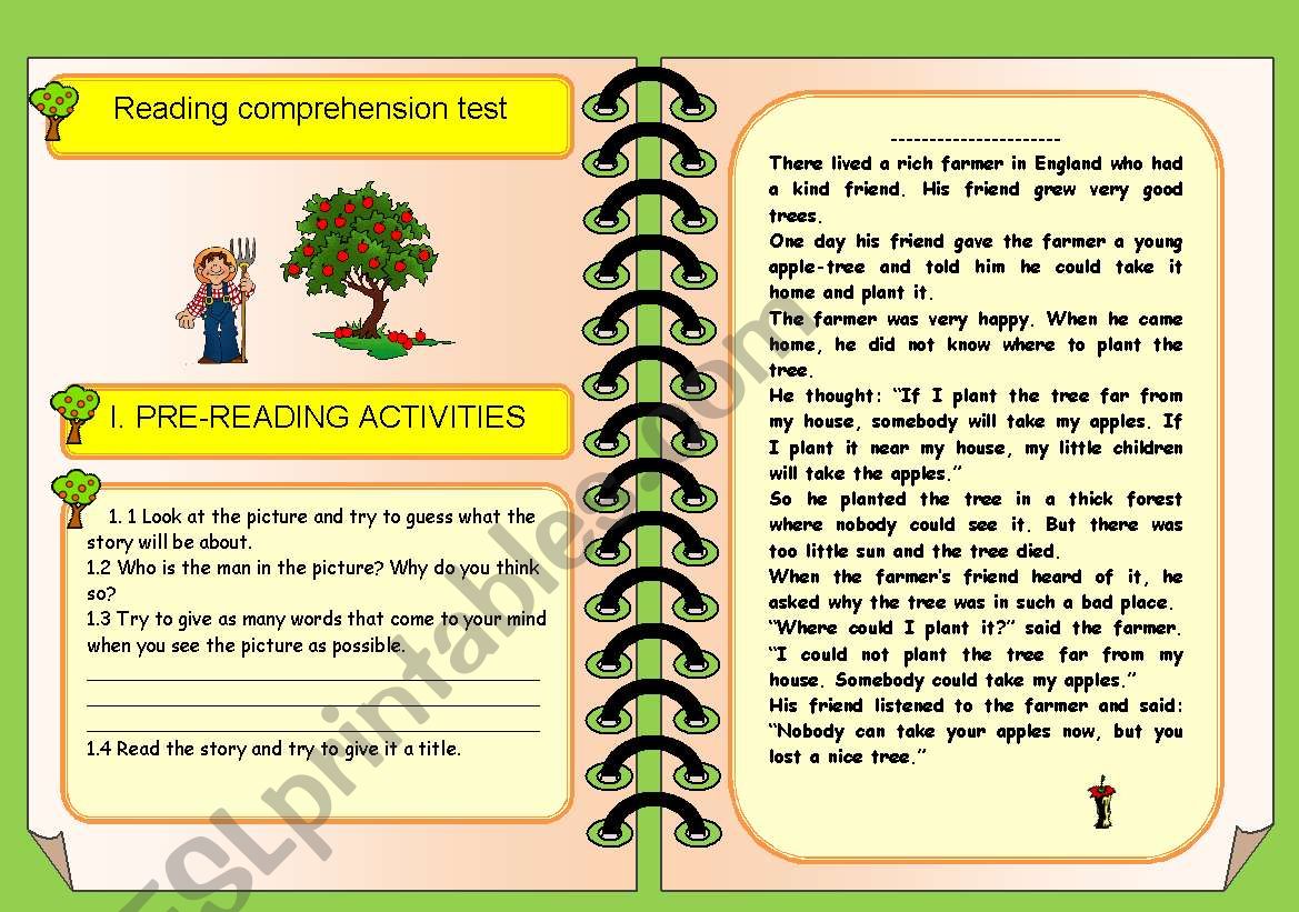 READING COMPREHENSION TEST (2 pages)
