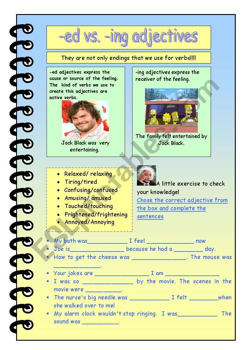 -ing and -ed adjectives. worksheet