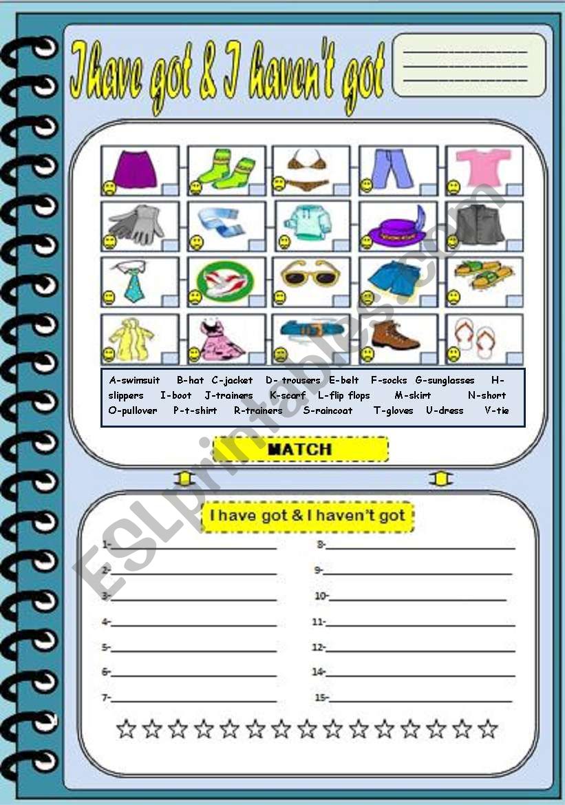 HAVE GOT & HAVENÂ´T GOT with CLOTHES