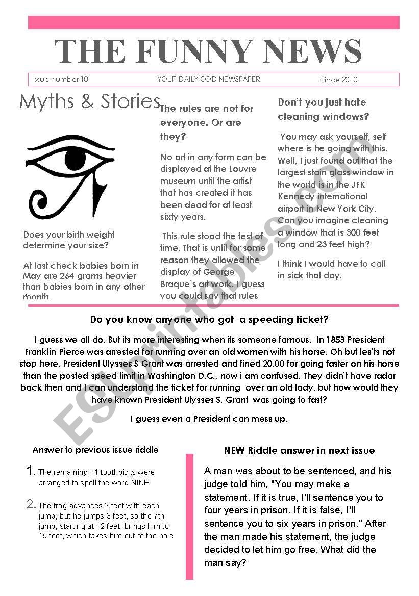 10 Funny News issue  worksheet