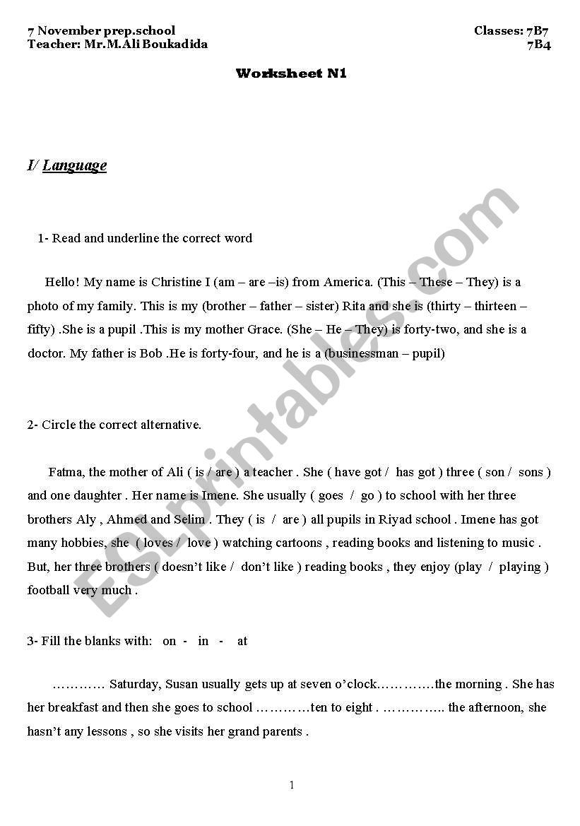 grammar worksheet worksheet