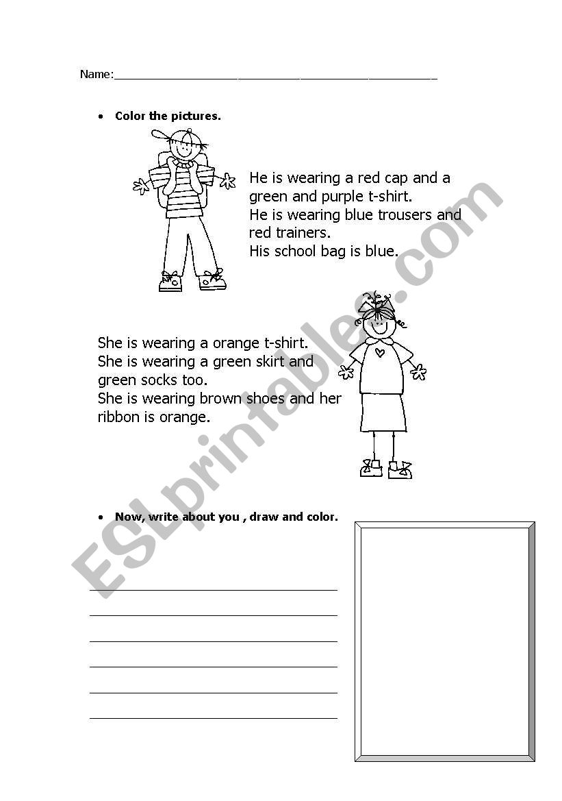 Wearing clothes worksheet