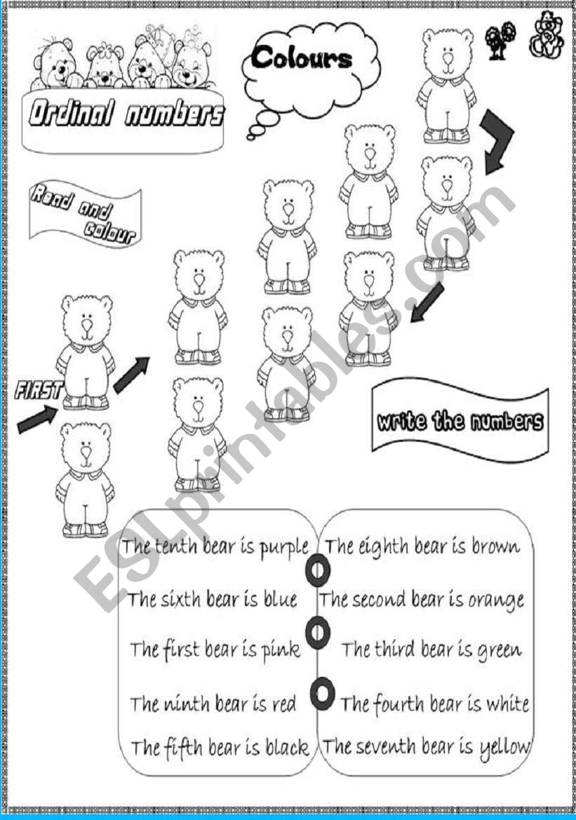 ordinal numbers worksheet