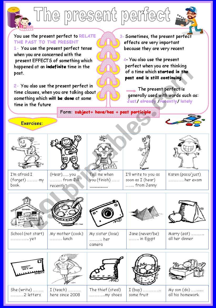 the present perfect worksheet
