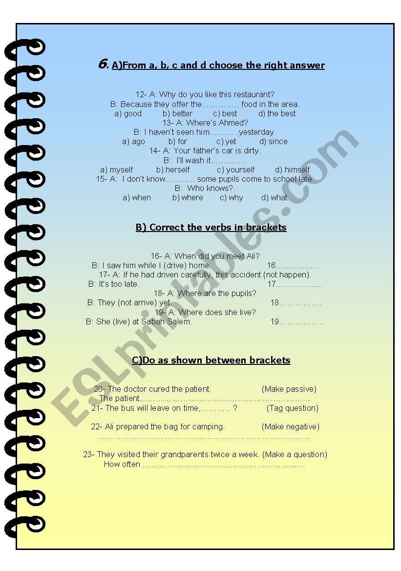 5 pages of structures part 5 worksheet