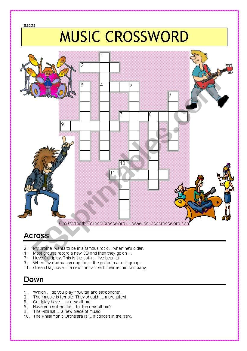 Crossword: Music worksheet